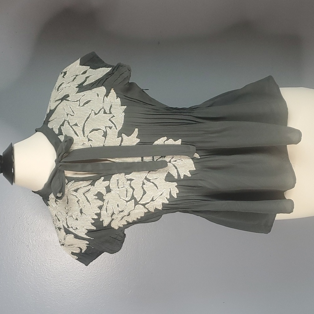 Project Alabama Anthropologie 100% Silk Vintage Look Top Blouse sz 8